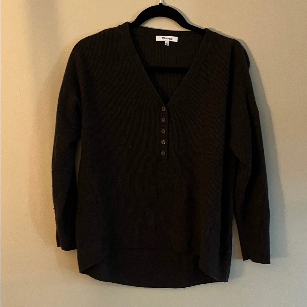 Madewell Women's V-Neck Sweater in Dark Brown